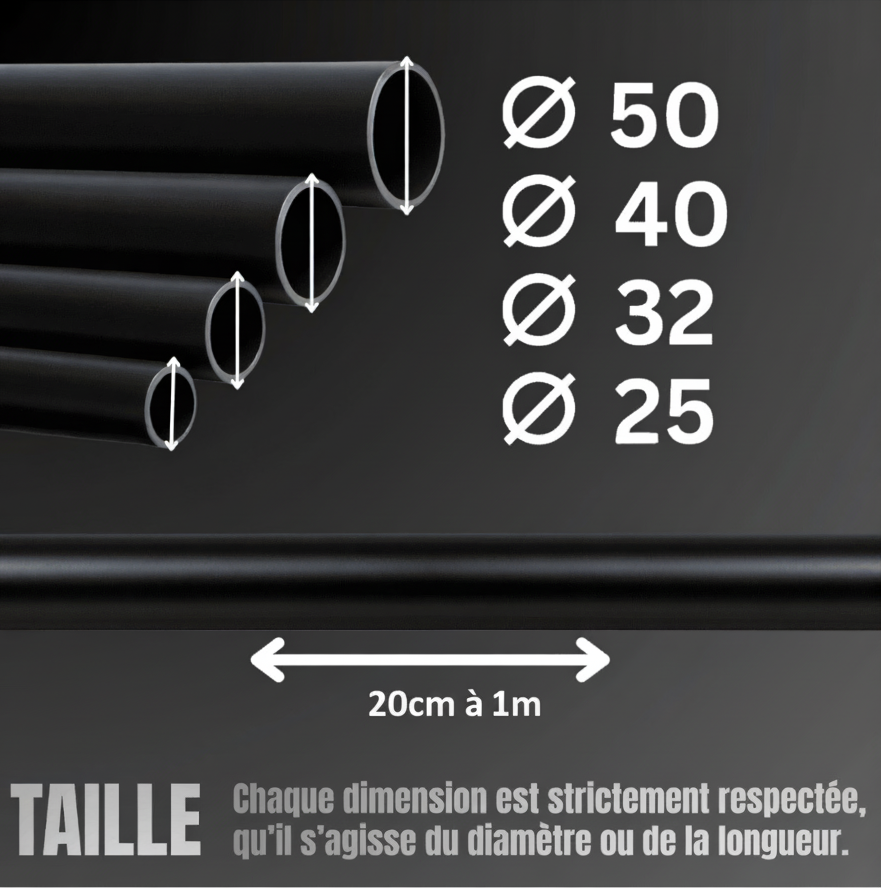 Tube PVC rigide PN16 chanfreiné - À la découpe - Prêt au collage, longueur au choix