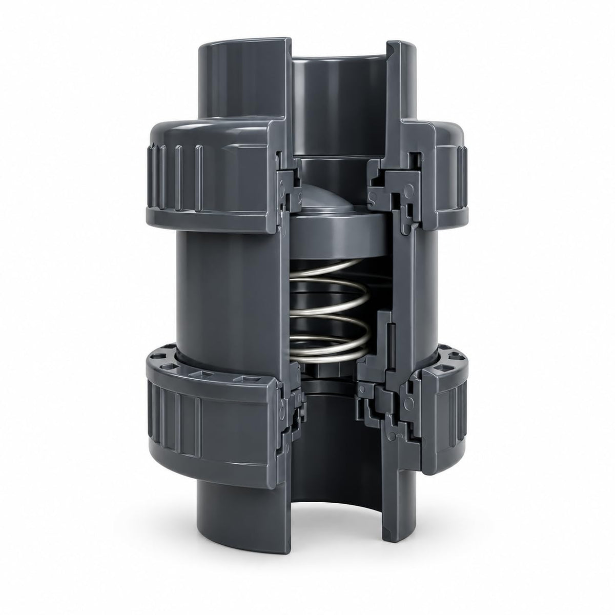 FLUXI-TECH Clapet Anti-Retour à Bille avec Ressort PVC-U Ø50 mm True Union à Coller