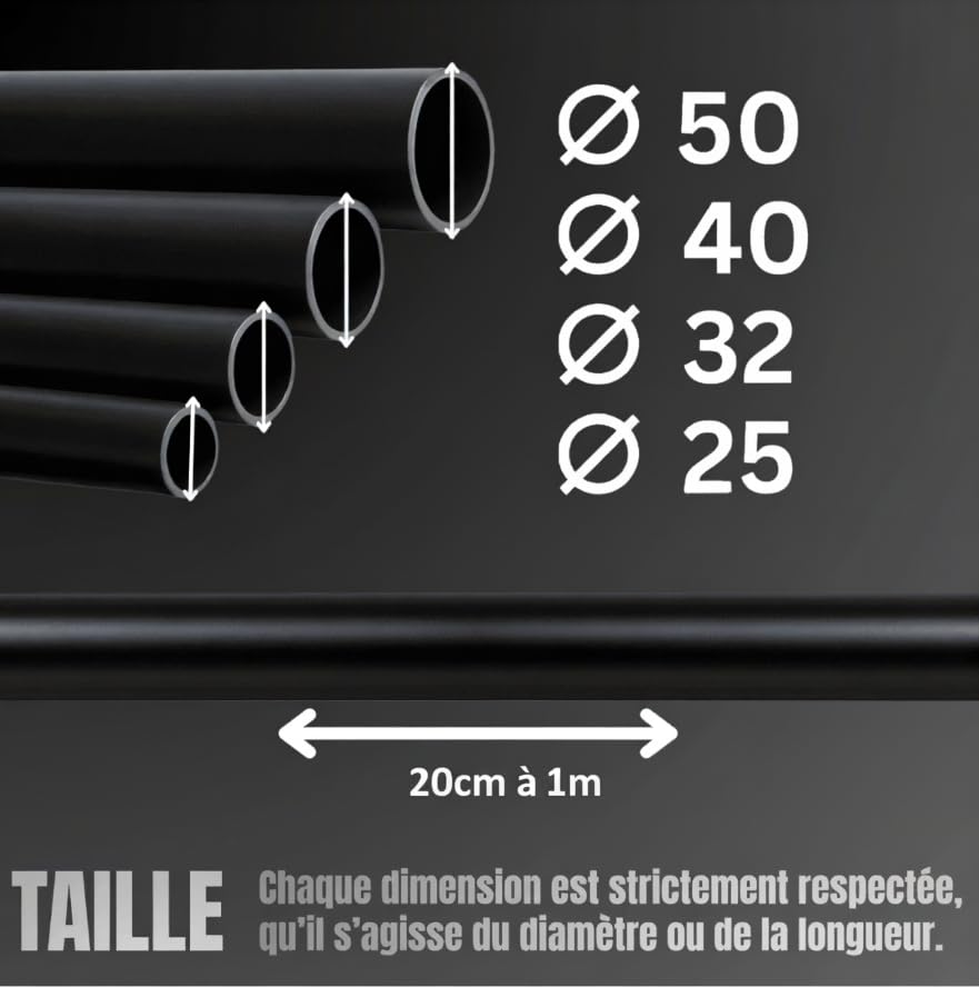Tube PVC Rigide PN16 – Double Chanfrein (Prêt à Coller) – Longuer 10-50 cm – Pack de 4