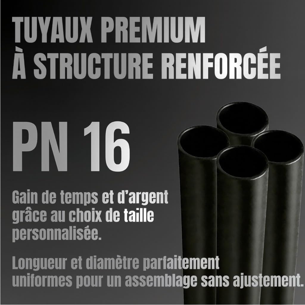 Tube PVC Rigide PN16 – Double Chanfrein (Prêt à Coller) – Longuer 10-50 cm – Pack de 4