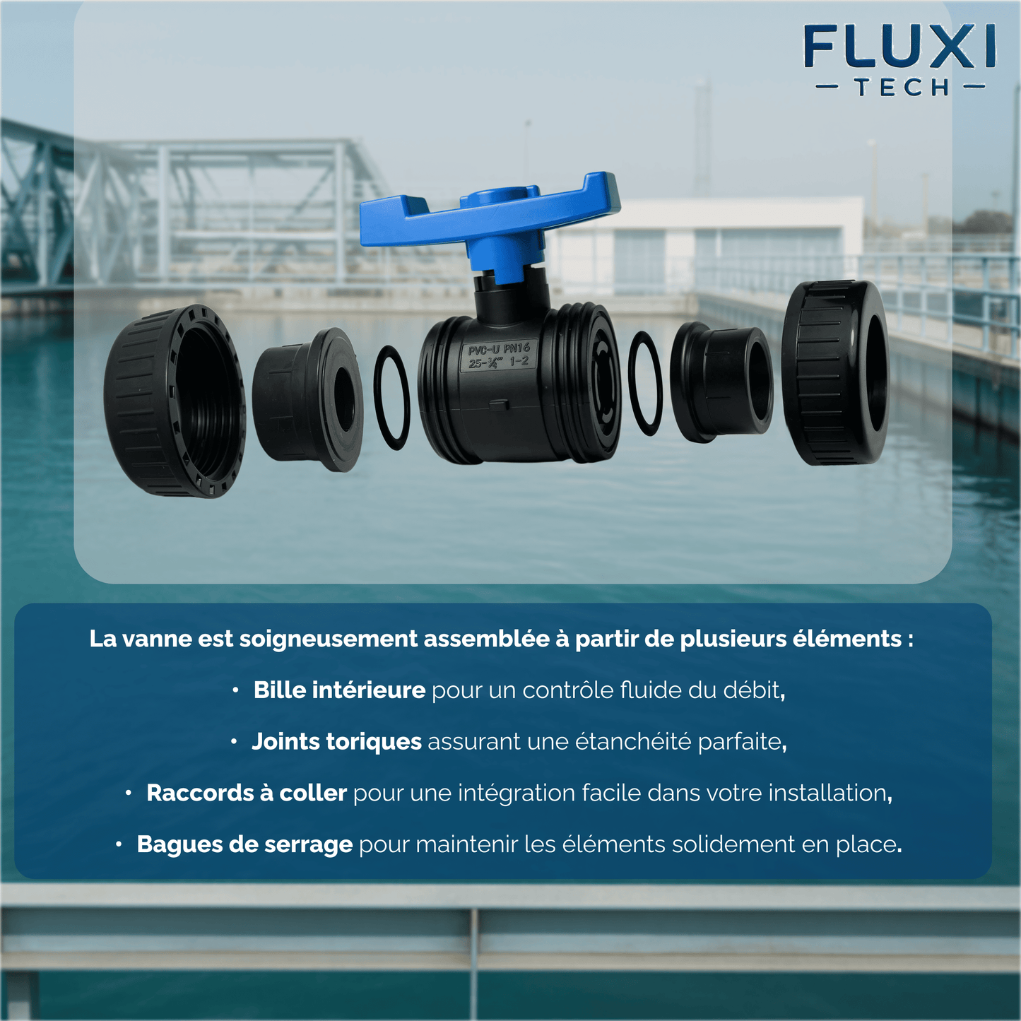 Vanne à Bille - Double Union - en PVC - à Coller